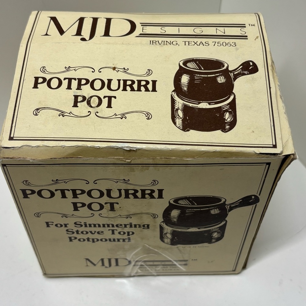 Vintage 80s glazed ceramic 2-piece pot for simmering stovetop potpourri with box - Picture 6 of 12